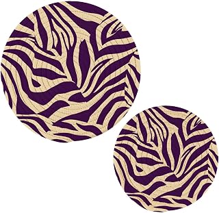 Beige Zebra Print Trivets for Hot Dishes, Hot Pots and Pans, Cotton Woven Pot Holders for Kitchen Countertops, Table, 2 Pcs Heat Resistant Hot Pads, 7"+9.5"