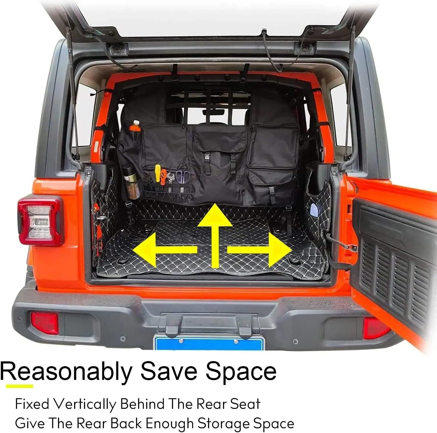 Frachtabdeckungen Kofferraum-Aufbewahrungstasche Mit Mehreren Taschen Auto-Cargo-Werkzeug-Organizer Für Jeep Für Wrangler JK JL 2007–2019 2020 2021 2022 (nur 4-Türer) Kofferraumabdeckung