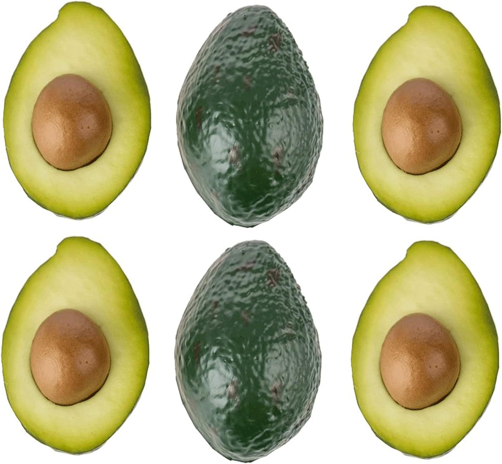 EOPER 6 Pieces Artificial Avocado, Lifelike Avocado Plastic Fruit, Simulation Avocads Realistic Half Avocads Fake Fruits for Photography Prop Basket Display Kitchen Party Ornament Christmas Wall Decor