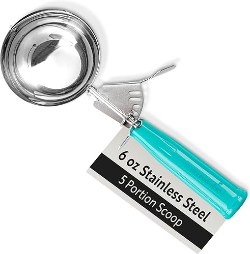 Vista 11 de Restaurantware 0.86 onzas Cuchara de porción, 1 cuchara de galletas con liberación de gatillo de acero inoxidable - Con mango de orquídea, medidor
