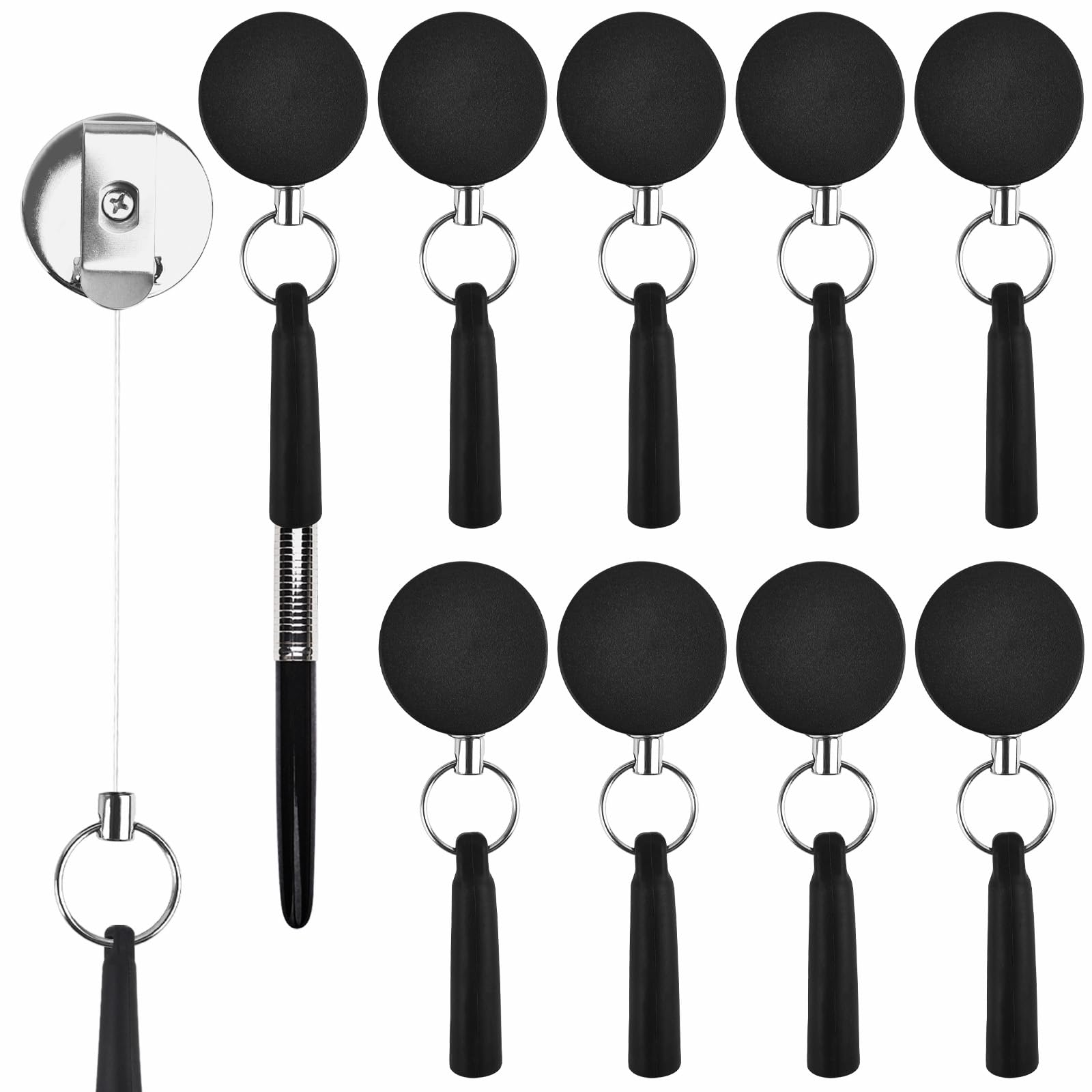 Befun 8 Pack Heavy Duty Retractable Pull Pen Pencil Holder, Ideal Grip for Markers and Carpenter Pencils, Stretch Silicone Pencil Holder for Carpenters, Waiters, Handicraft Maker