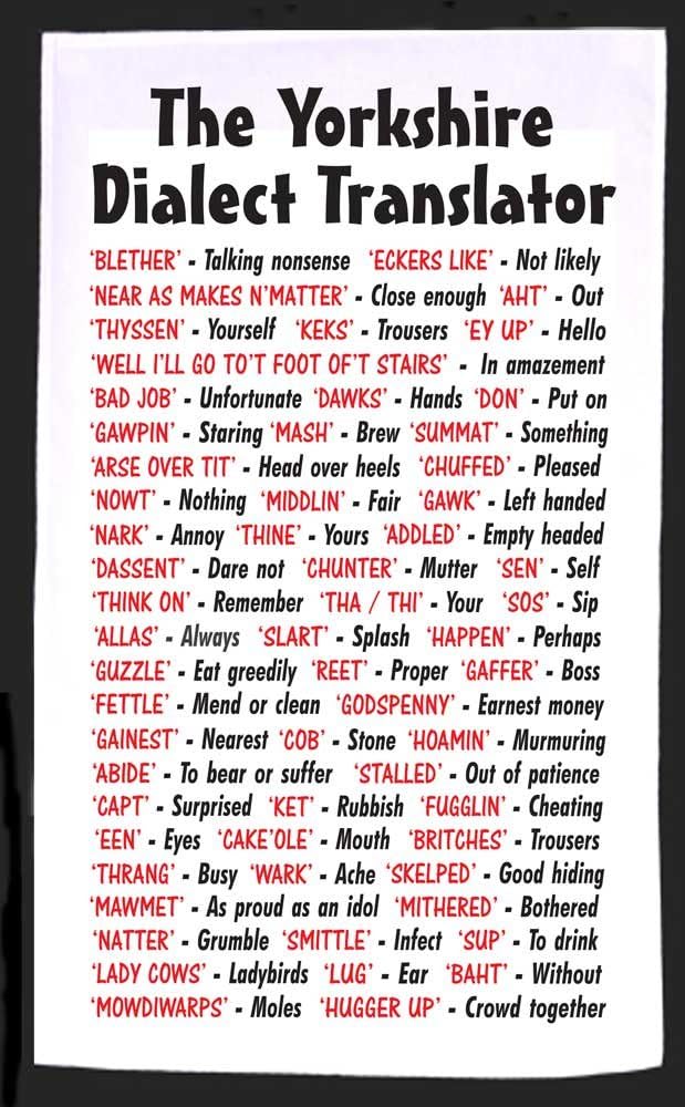 personalised4u Yorkshire Dialect Tea Towel Amazon.co.uk Home & Kitchen