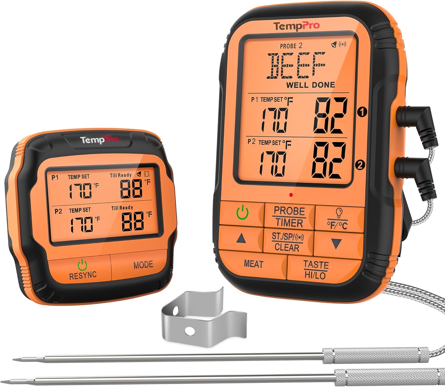 TempPro 500FT Long Range Wireless Meat Thermometer for Grilling and Smoking with 2 Probes, Smoker BBQ Grill Kitchen Food Cooking Digital Thermometer for Meat Turkey (Previously ThermoPro)
