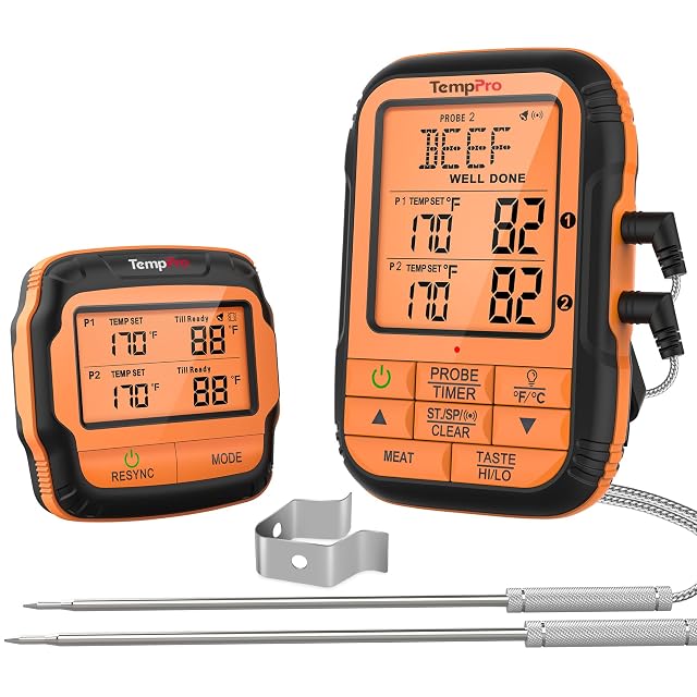 Temp-Pro TempPro TempSync 500FT Wireless Meat Thermometer for Grilling and Smoking