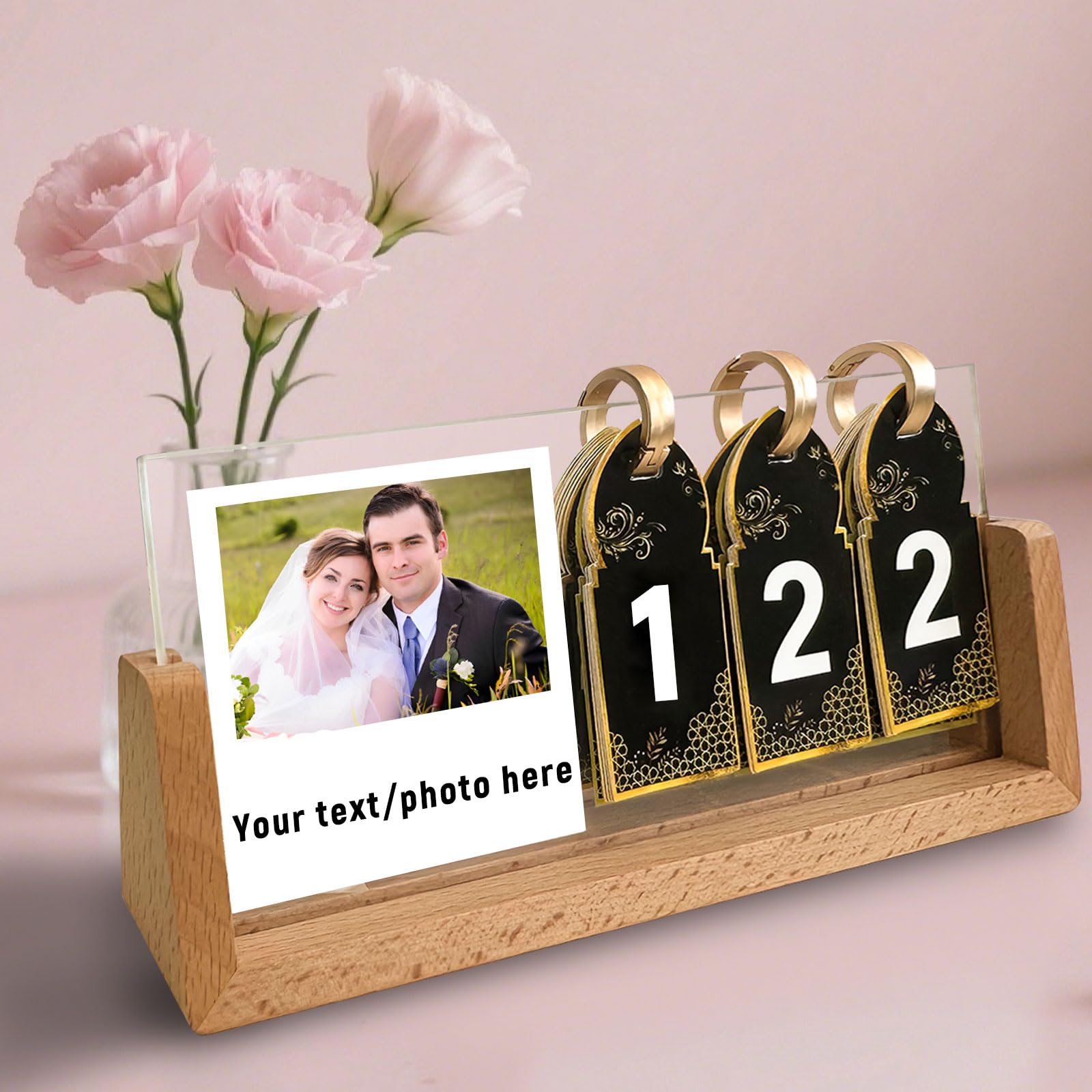 Personalised Engagement Photo Frame with Text Photo Custom Countdown Calendar Frame Perssonalised Gifts for Fiancée Fiancé Mr and Mrs To Be Newly Engaged Couples (Photo Frame 3)