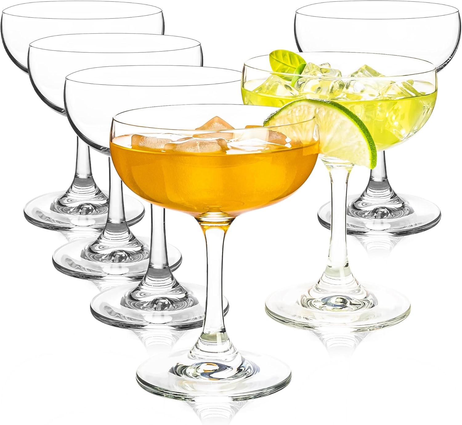 Champagne Glasses Set of 6-7oz Elegant Coupe Glasses, Crystal Cocktail Glasses for Martini, Champagne, Desserts, Home Bar, Wedding, and Party (6 PCS)