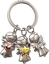 FABACH Guardian Angel Keyring 3 Stars – Lucky Charm Silver Metal – Modern Car Gift, silver, Modern