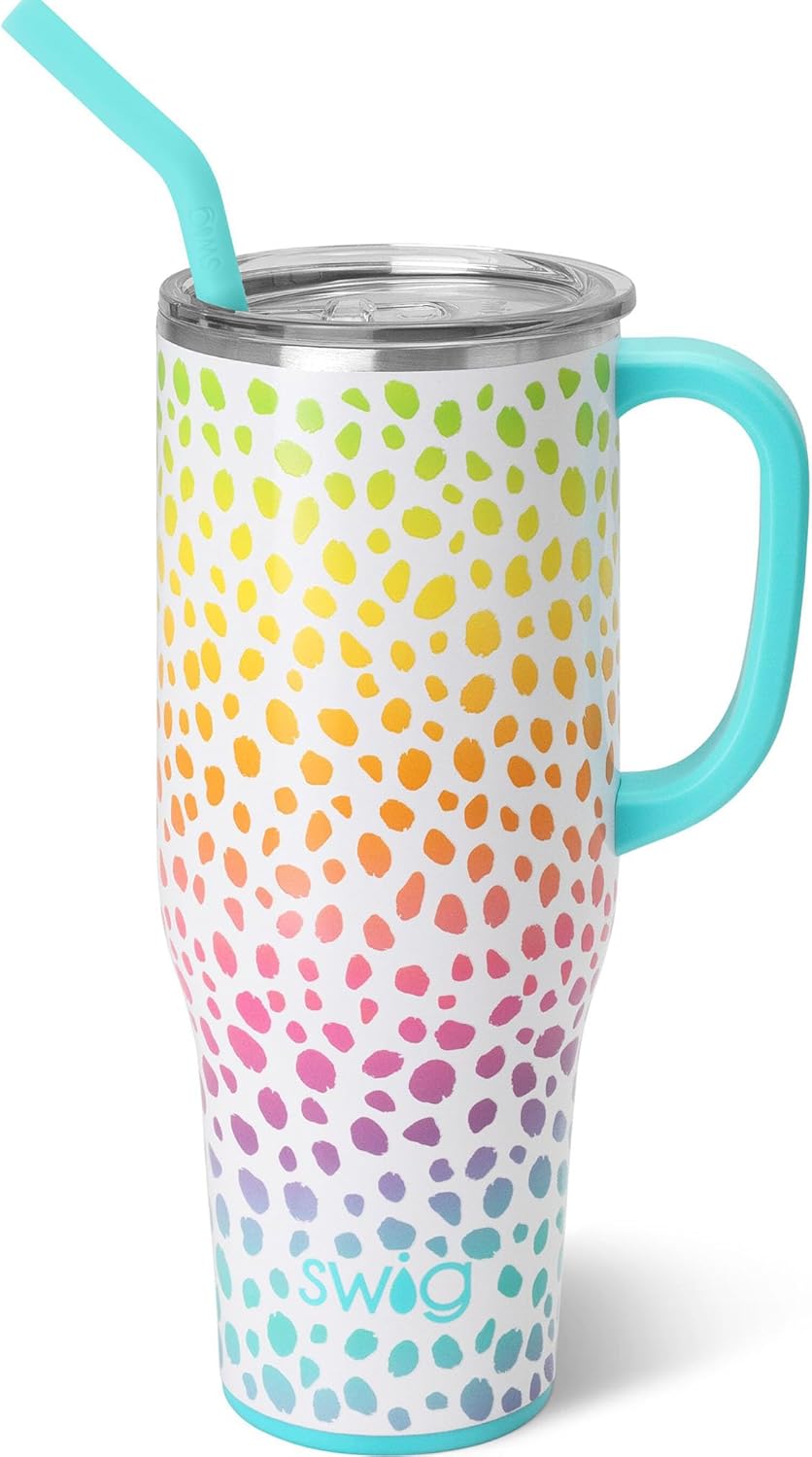 Swig Life 40oz Mega Mug, 40 oz Tumbler with Handle and Straw, Cup Holder Friendly, Dishwasher Safe, Extra Large Insulated Tumbler, Stainless Steel (Wild Child)