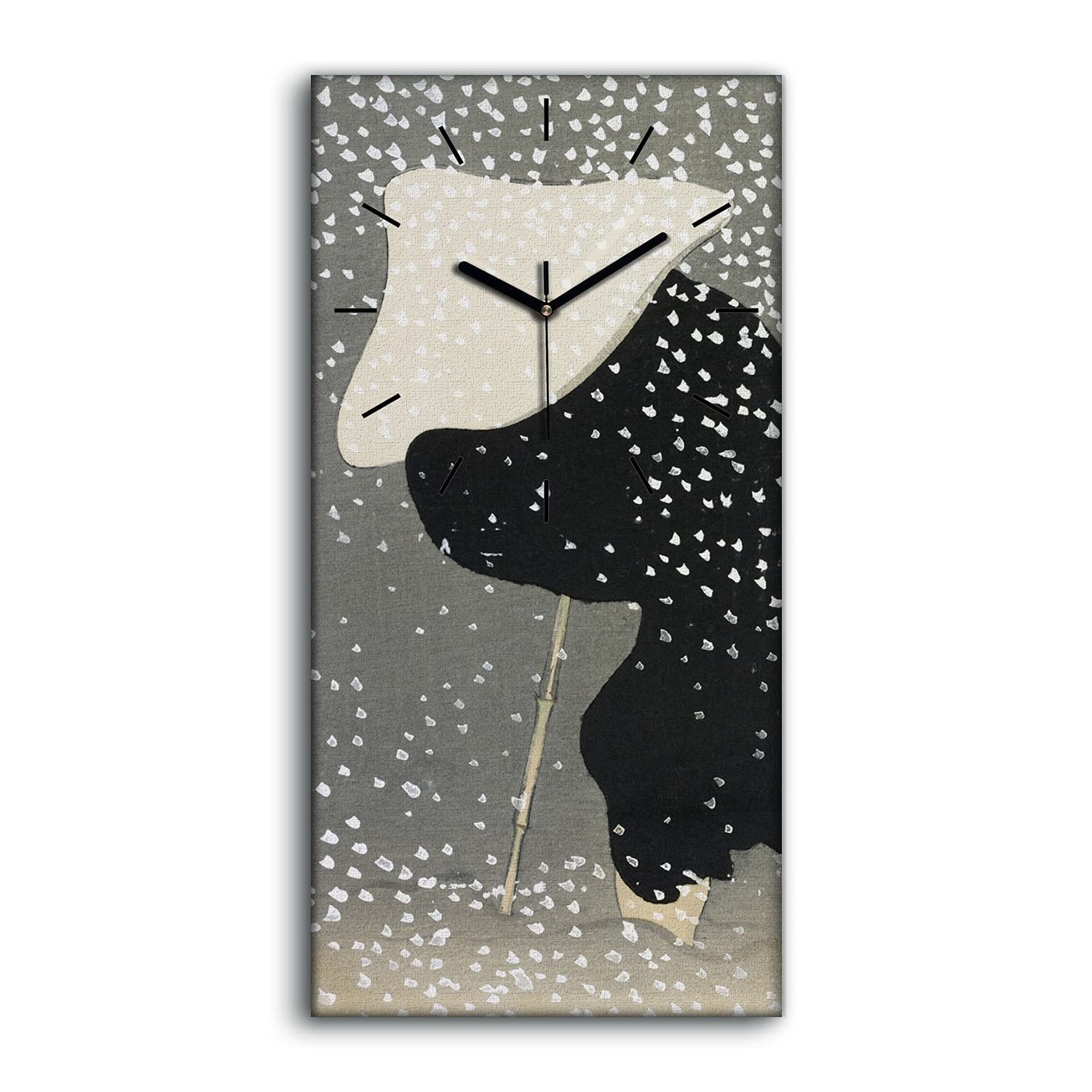 Horloge sur toile moderne salon chambre déco abstrait homme neige 30x60