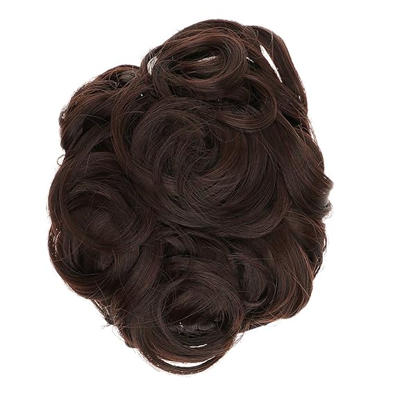 NF&E Fashionable Women Ladies Girls Curly Synthetic Hair Bun Cover Hairpiece Clip In Scrunchie Hair Extension #5