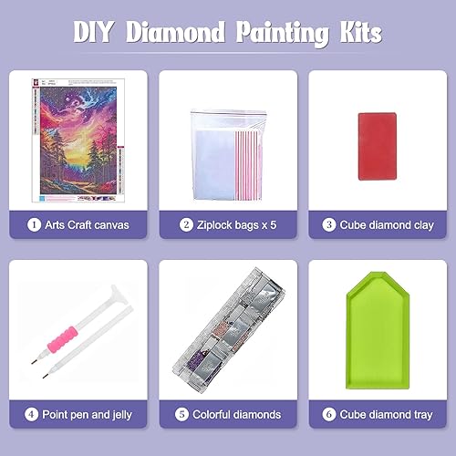 Miniatura 6 de NAIMOER Paquete de 4 kits de pintura de diamantes de paisaje para adultos, bricolaje 5D redondo de taladro completo, puesta de sol, arte de