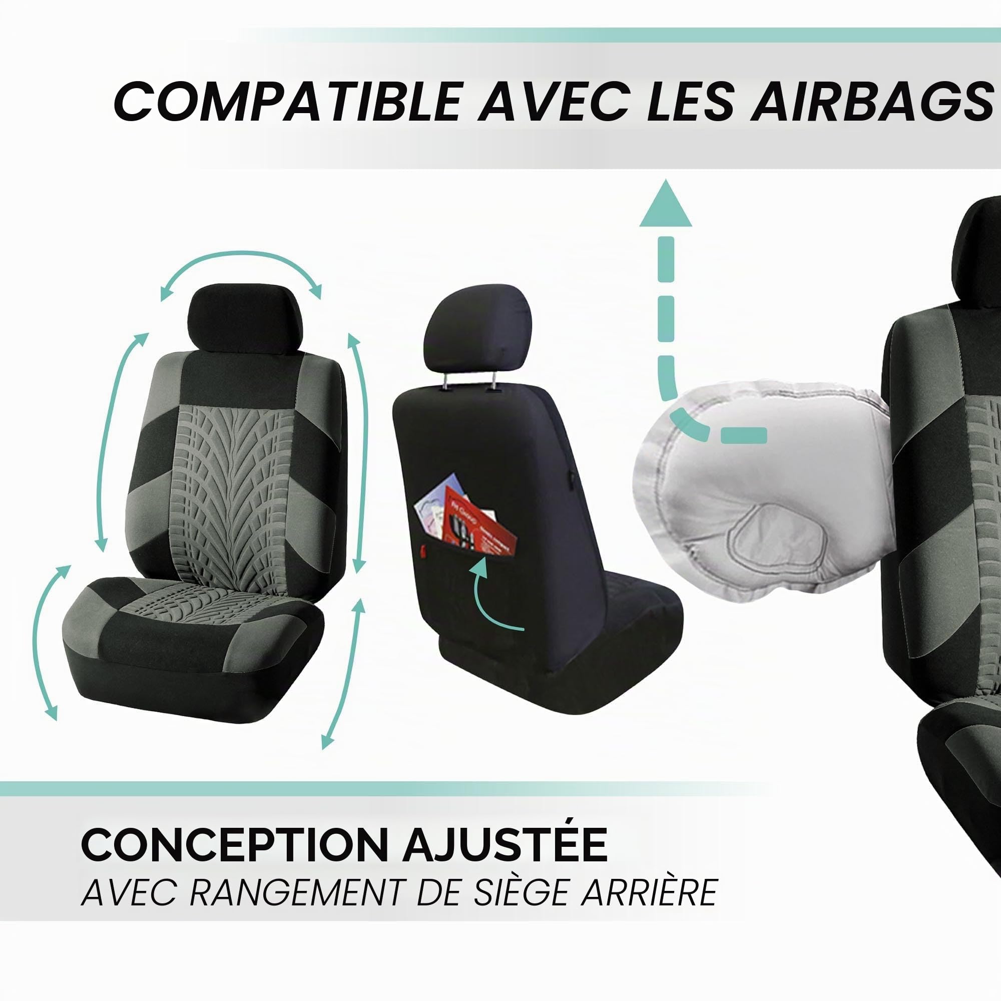 Housse de Siege Voiture pour Renault Megane E Tech 2022+, Housse de Siège Auto Avant et Arrière 4 Saisons, Couvre-Siège Voiture Respirant Imperméable, B-Grey