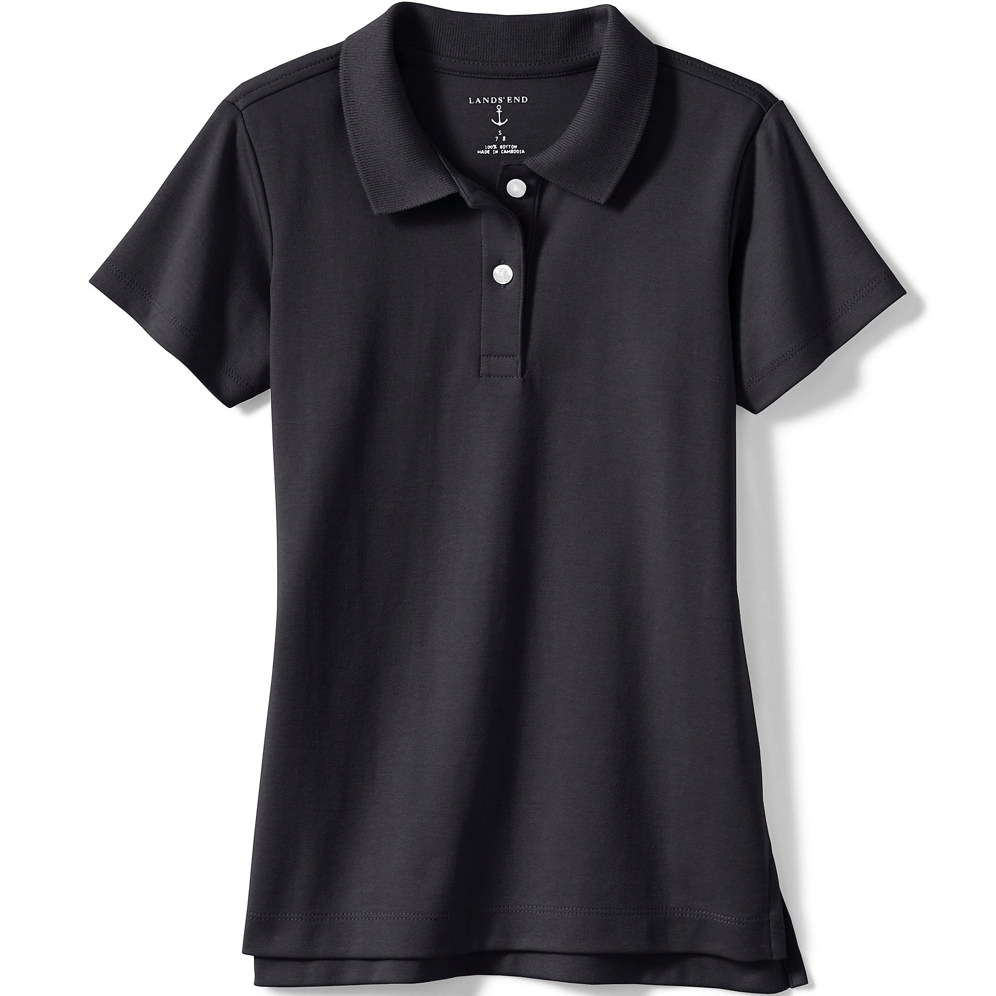 Lands' End School Uniform Girls Short Sleeve Feminine Fit Interlock Polo Shirt