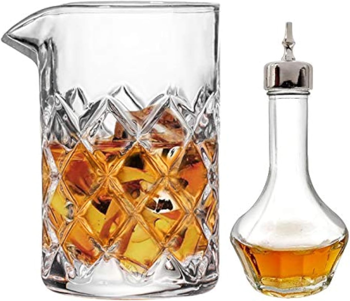 Cocktail Mixing glass – 17oz Cocktail Stirring Glass with Thick Weighted Bottom，Professional Stirring Glass Cocktail beaker