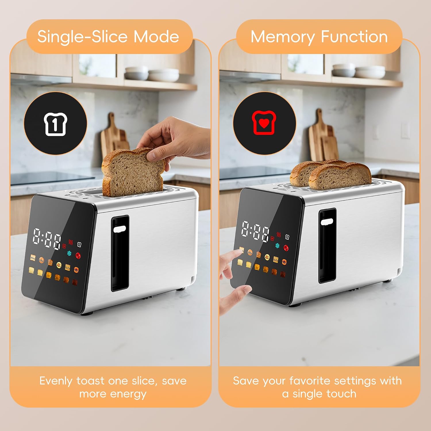  Smart Touchscreen 2 Slice Toaster, Wide Slot, Memory & Single-Slot thumbnail