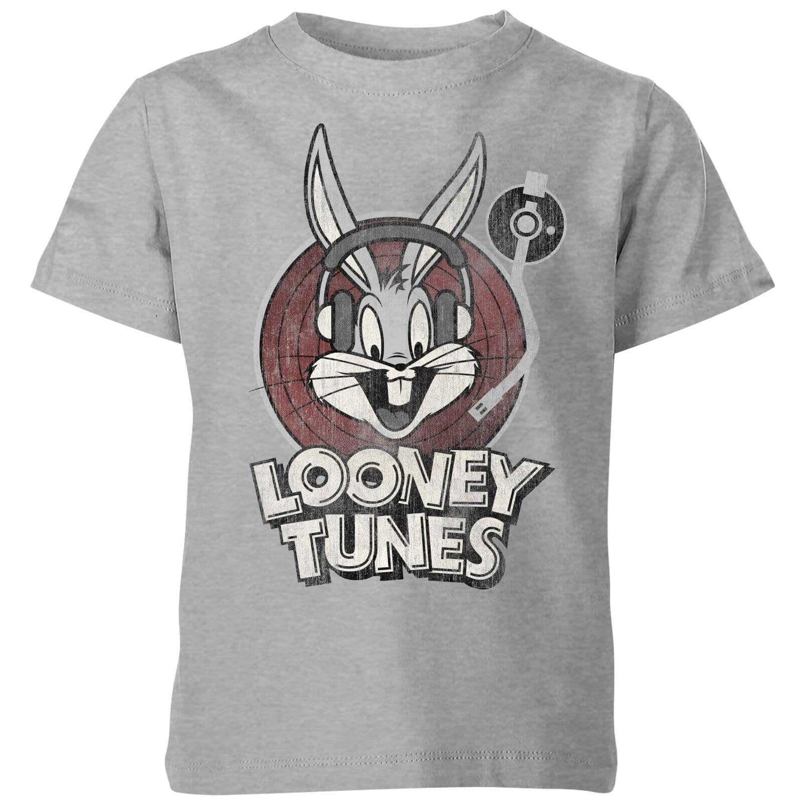 Official Looney Tunes Bugs Bunny Circle Logo Kids T-Shirt Grey - YXL