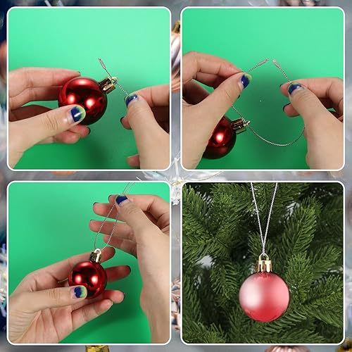 Miniatura 4 de 200 cuerdas para colgar adornos navideños, cinta metálica de 8 pulgadas para colgar adornos con cierre a presión, cordón a presión para decoración