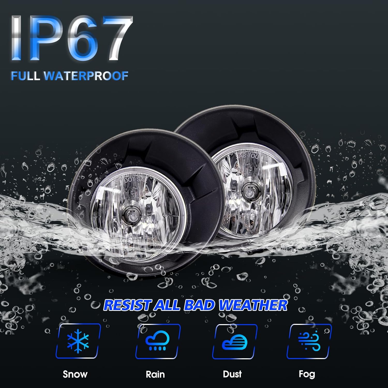 Fog Lights Assembly for 2010 2011 2013 Chevy Camaro Replacement Fog Lamps Kit with H16 12V 19W Halogen Bulb Clear Lens