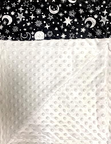 Miniatura 7 de Manta de bebé para niñas y niños, luna negra, estrella, minky, súper suave, manta de recepción de doble capa con respaldo punteado para recién