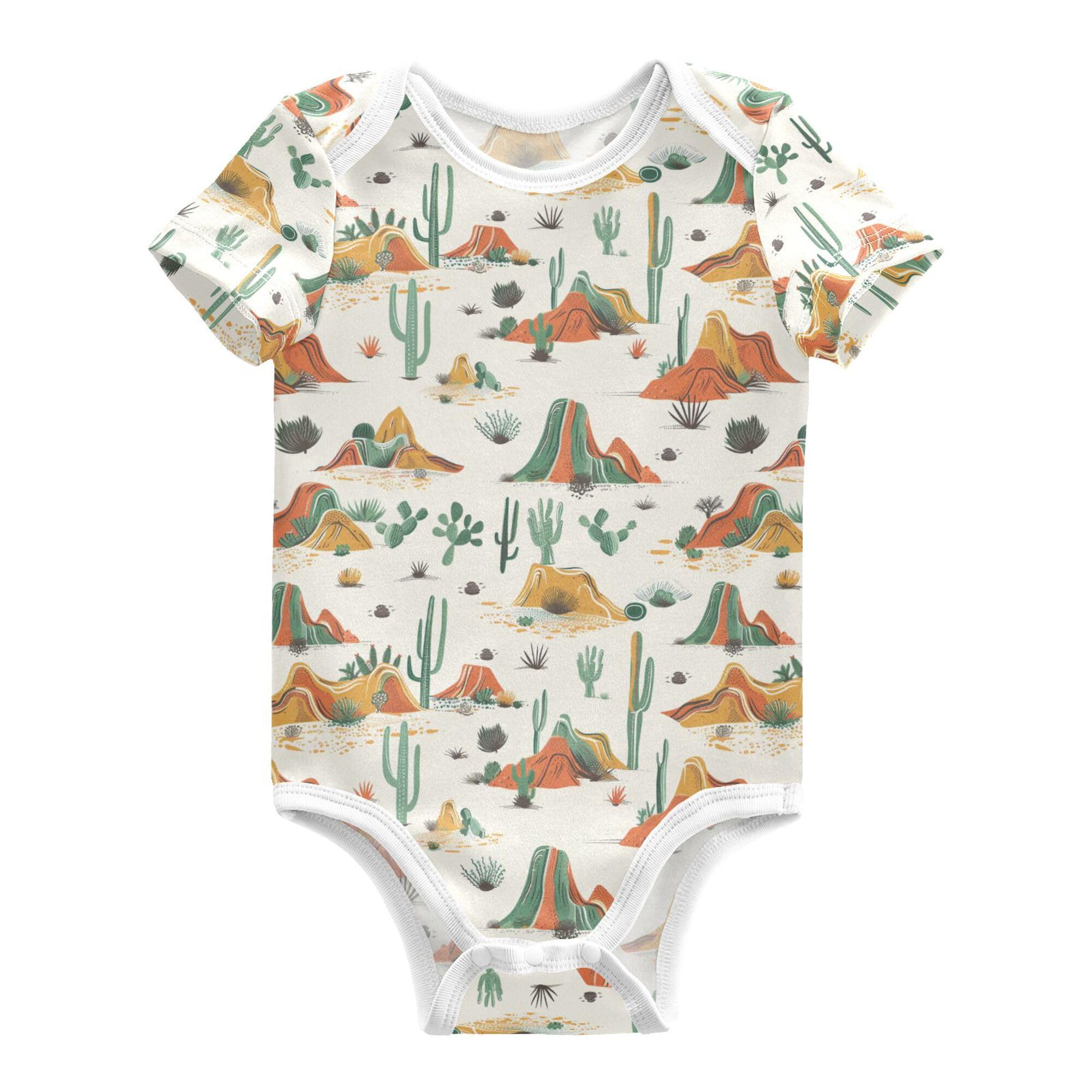 Retro Western Cacti Desert Baby Boys Outfit Short Sleeves Cotton Girl Outfits for Month Boys Presents 12M