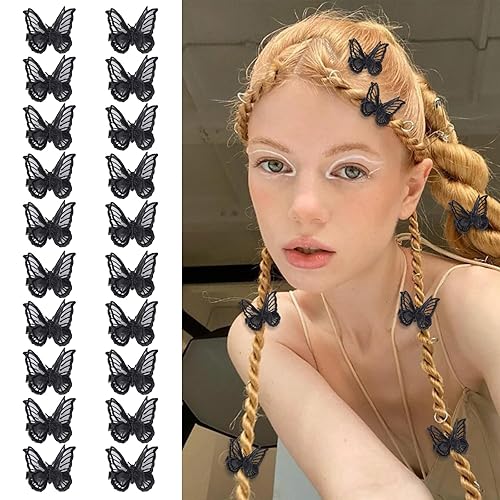 20 pinzas de mariposa para el cabello, clips de encaje para bordar, para mujeres, niñas, adolescentes, para boda, día de San Valentín, fiesta de