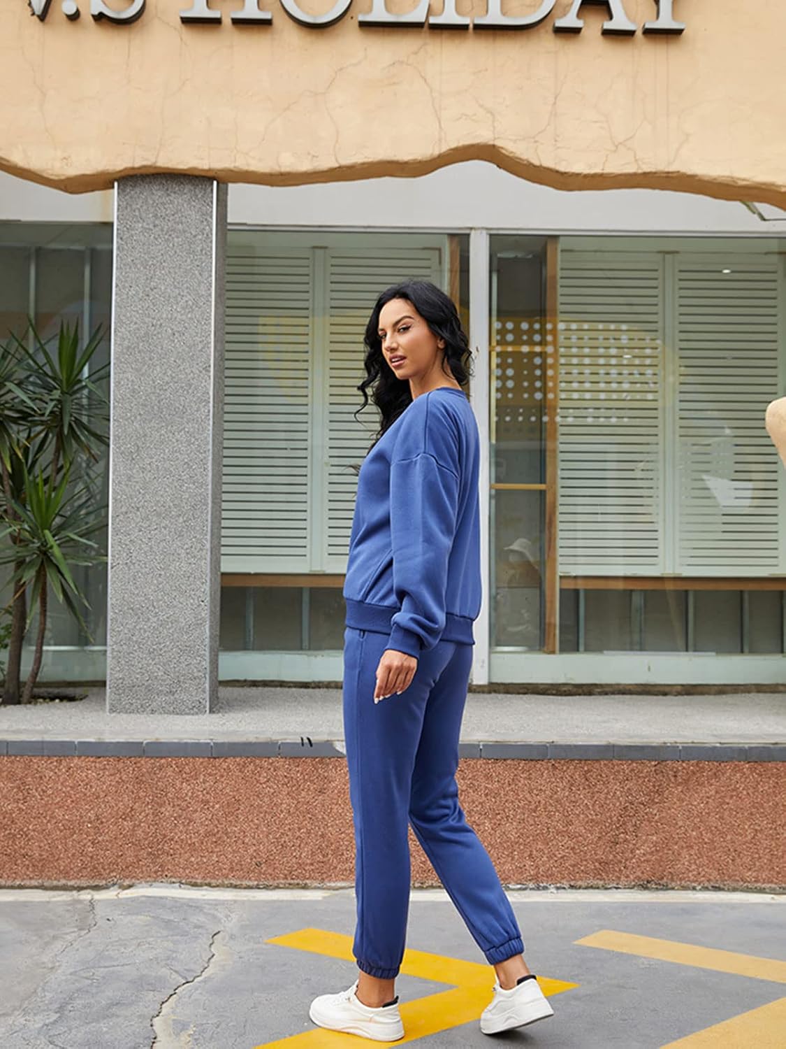 Alunzoem Jogger Sets for Women 2 Piece Sweatsuit Outfits Long Sleeve Pullover Sweatshirt Pants Set Tracksuit - Image 5