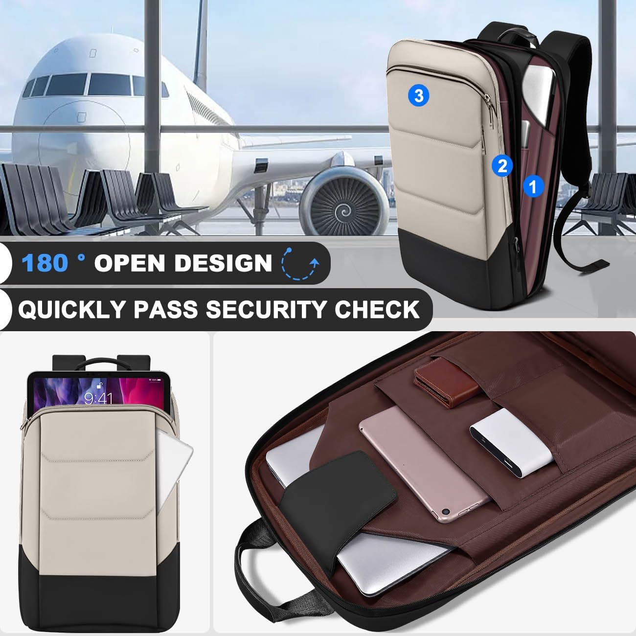 ZINZ Slim Laptop Backpack 17.3 Inch with Variable Capacity and USB Port, Anti Theft Business Backpack Water Resistant Travel Backpack for Men Women -Maroon - Image 5