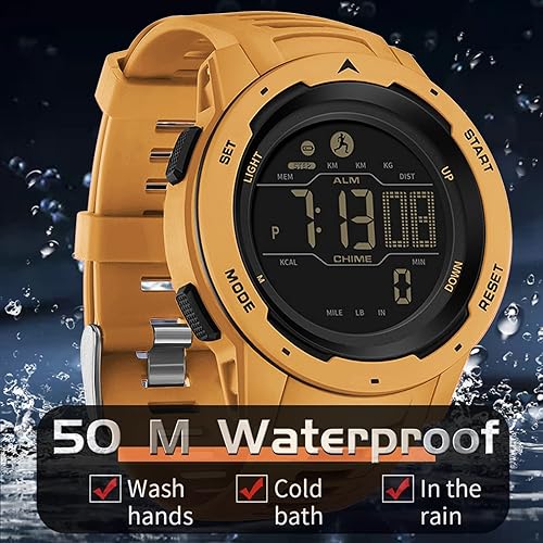 Miniatura 4 de Reloj digital para hombre, impermeable, podómetro, reloj deportivo, contador de pasos, calorías, reloj militar con cronómetro, alarma,