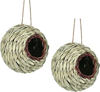 Spherical Straw Bird Spherical Hummingbird Birdhouse House Outdoor Grass Hand-woven Garden Bird Hanging Decoration J9W9