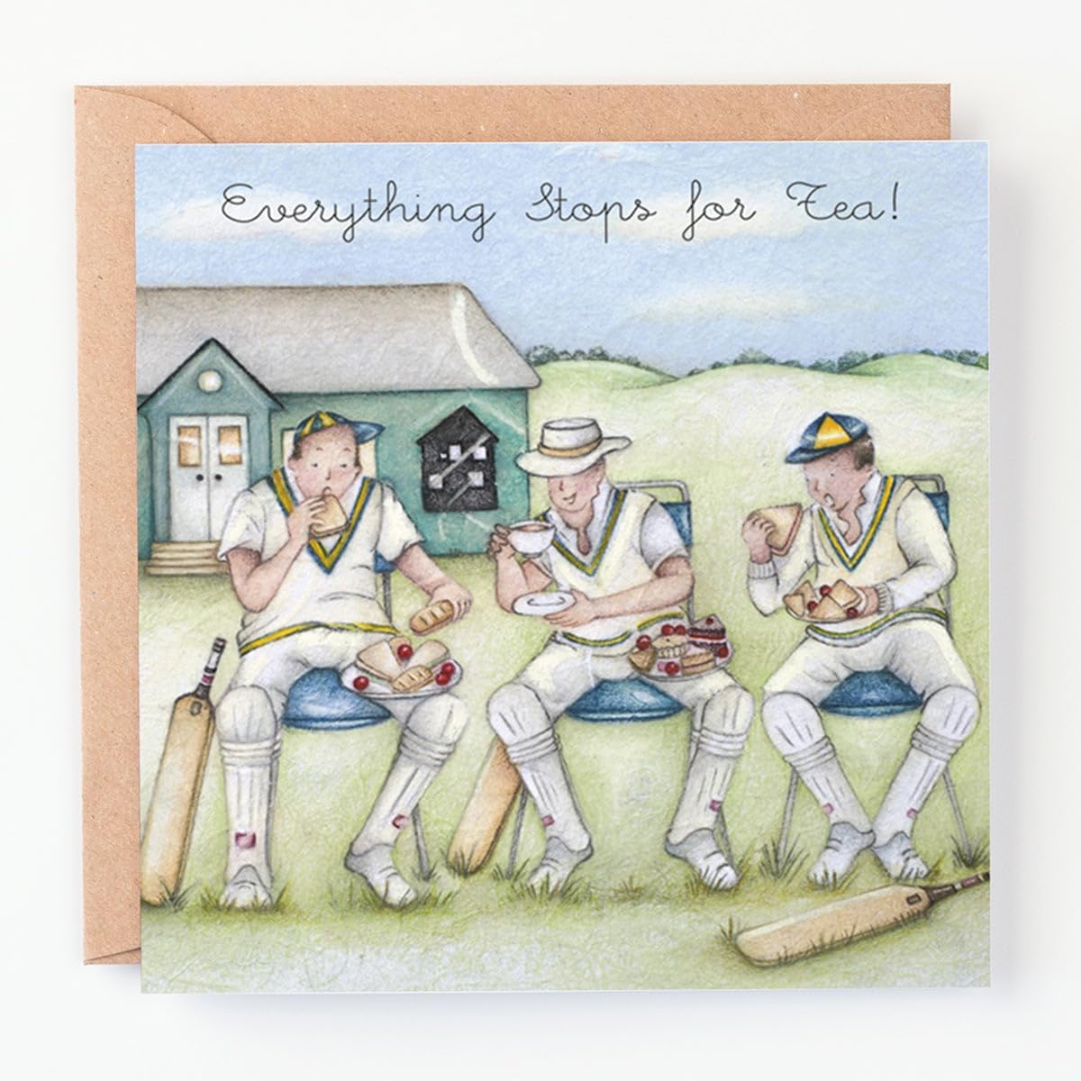 Cricket Birthday Card - Everything Stops for Tea! - Berni Parker