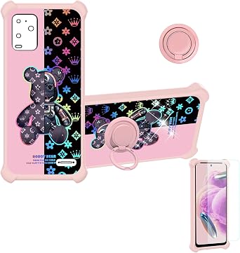 jioeuinly BLU VIEW5 Pro Case Compatible for BLU View 5 Pro Phone Case B170D Cover [with Tempered Glass Screen Protector][Hard PC + Soft Silicone][Ring Support] [Colorful Reflect Light] IMDF-JXX