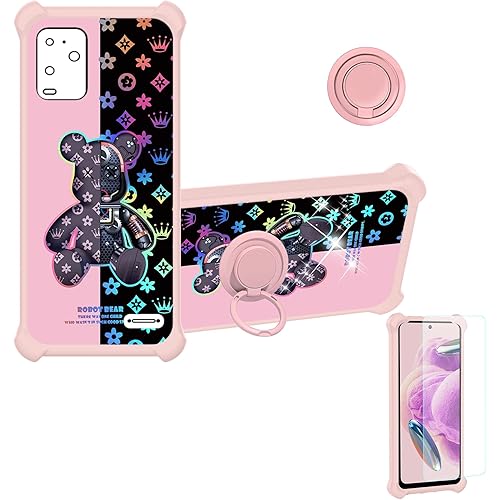 BLU VIEW5 Pro Case Compatible for BLU View 5 Pro Phone Case B170D Cover [with Tempered Glass Screen Protector][Hard PC + Soft Silicone][Ring Support] [Colorful Reflect Light] IMDF-JXX