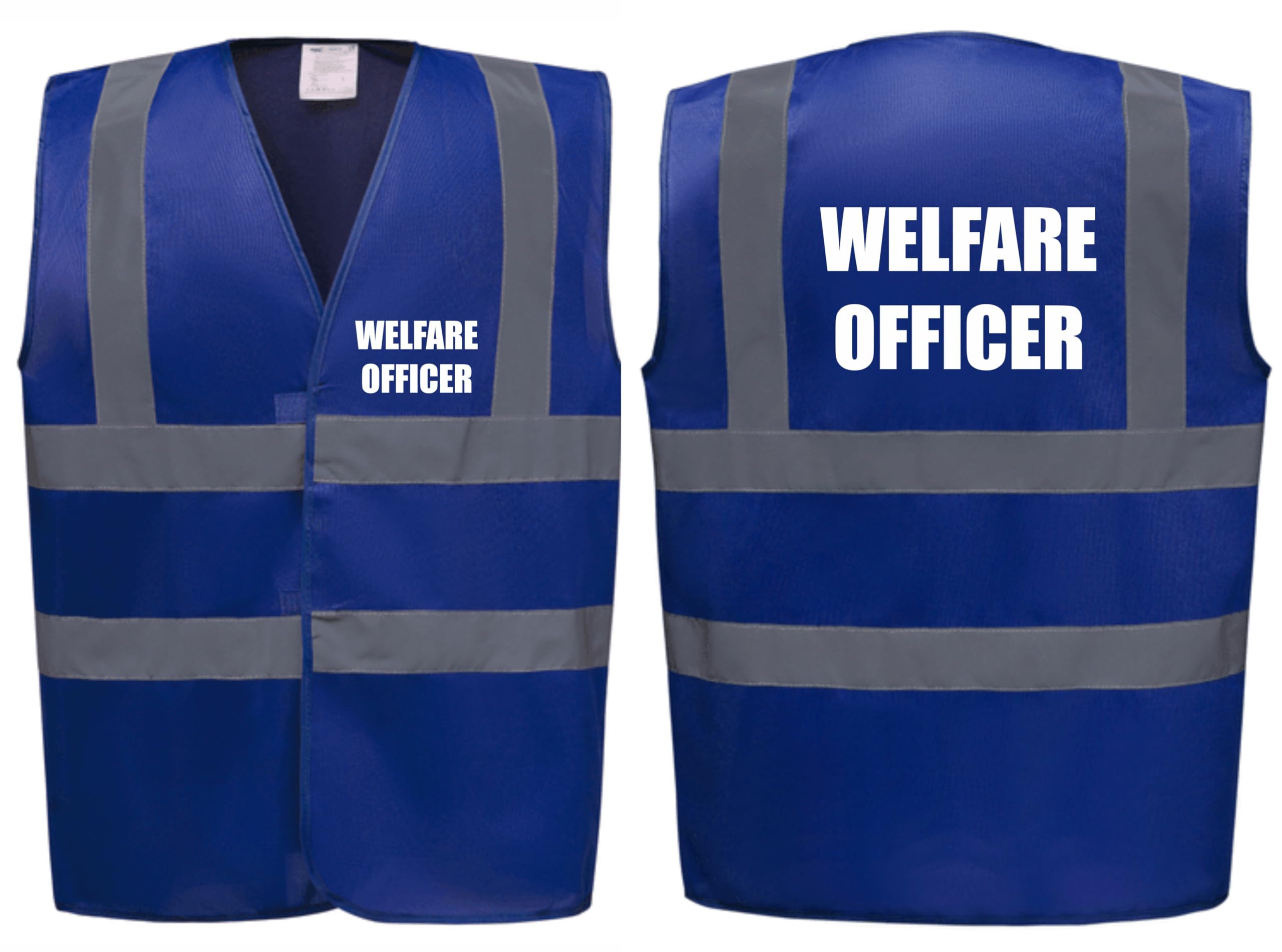 Brook Hi Vis Premium Safety Vest – Welfare Officer Printed Front & Back, High Visibility Waistcoat in 14 Vibrant Colours. (UK, Alpha, 3XL, Regular, Regular, Standard, Blue)