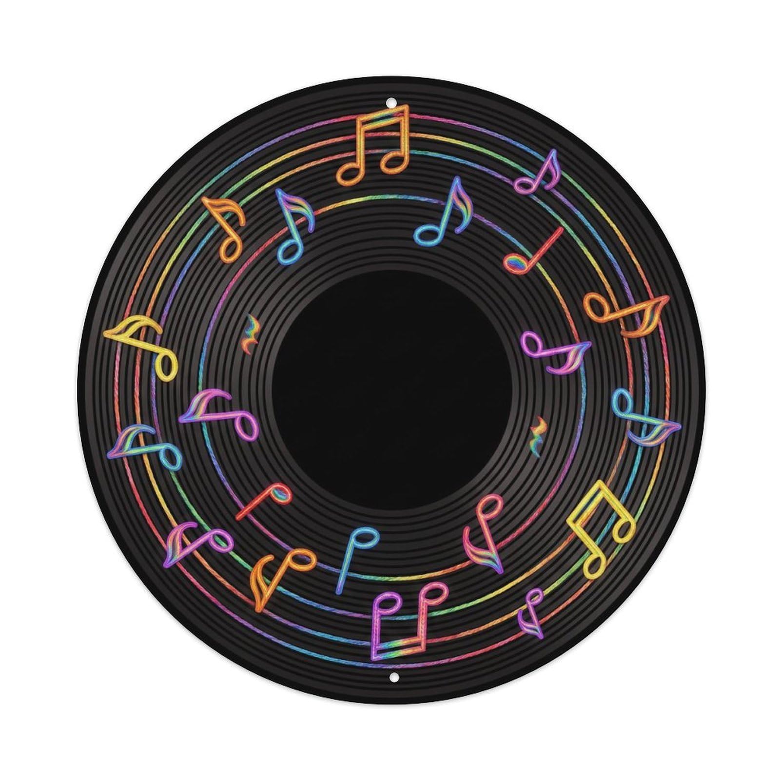 Colorful Music Vinyl Records Weave Rainbow Threads Metal Tin Sign