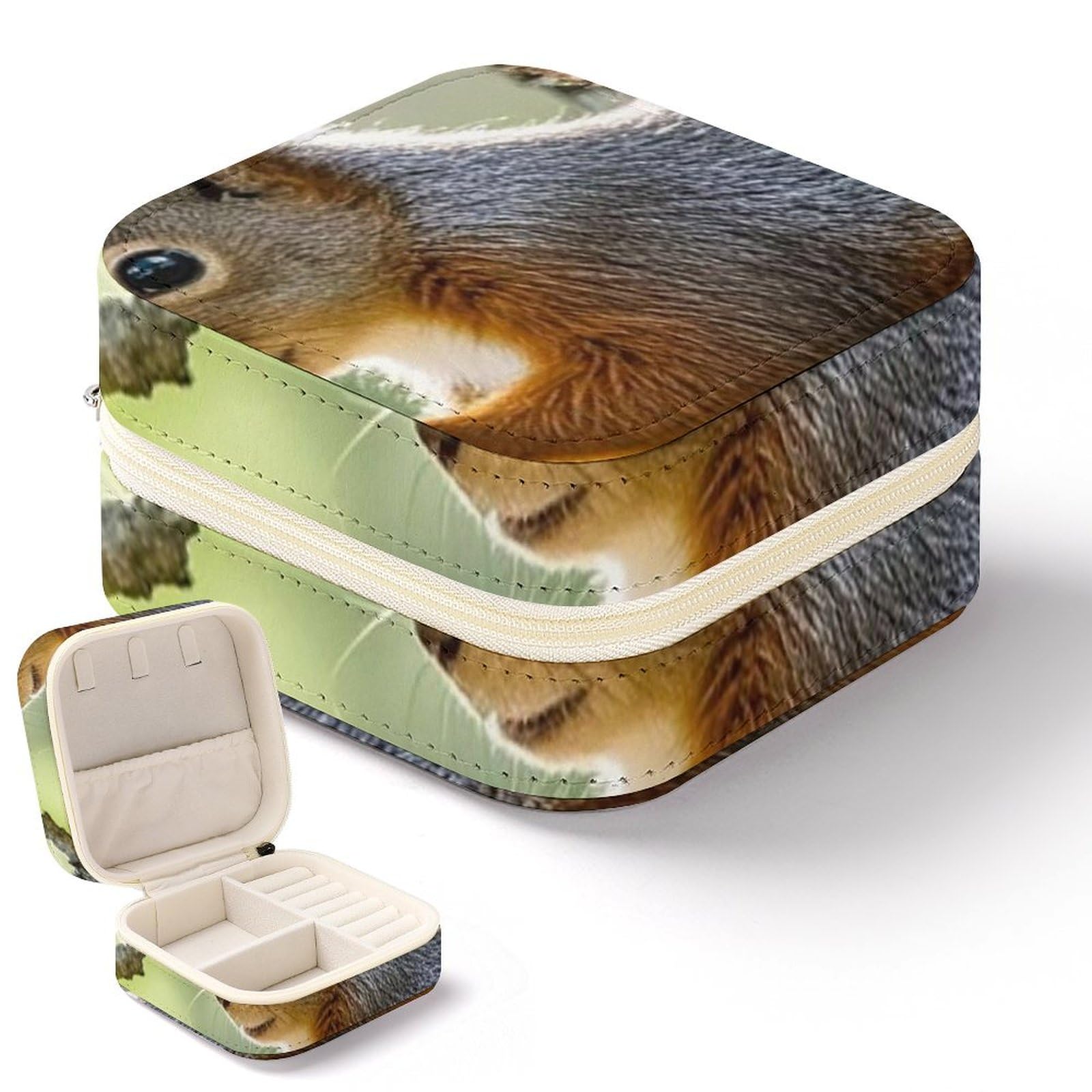 Mini boîte à bijoux écureuil en bois pour bagues et colliers