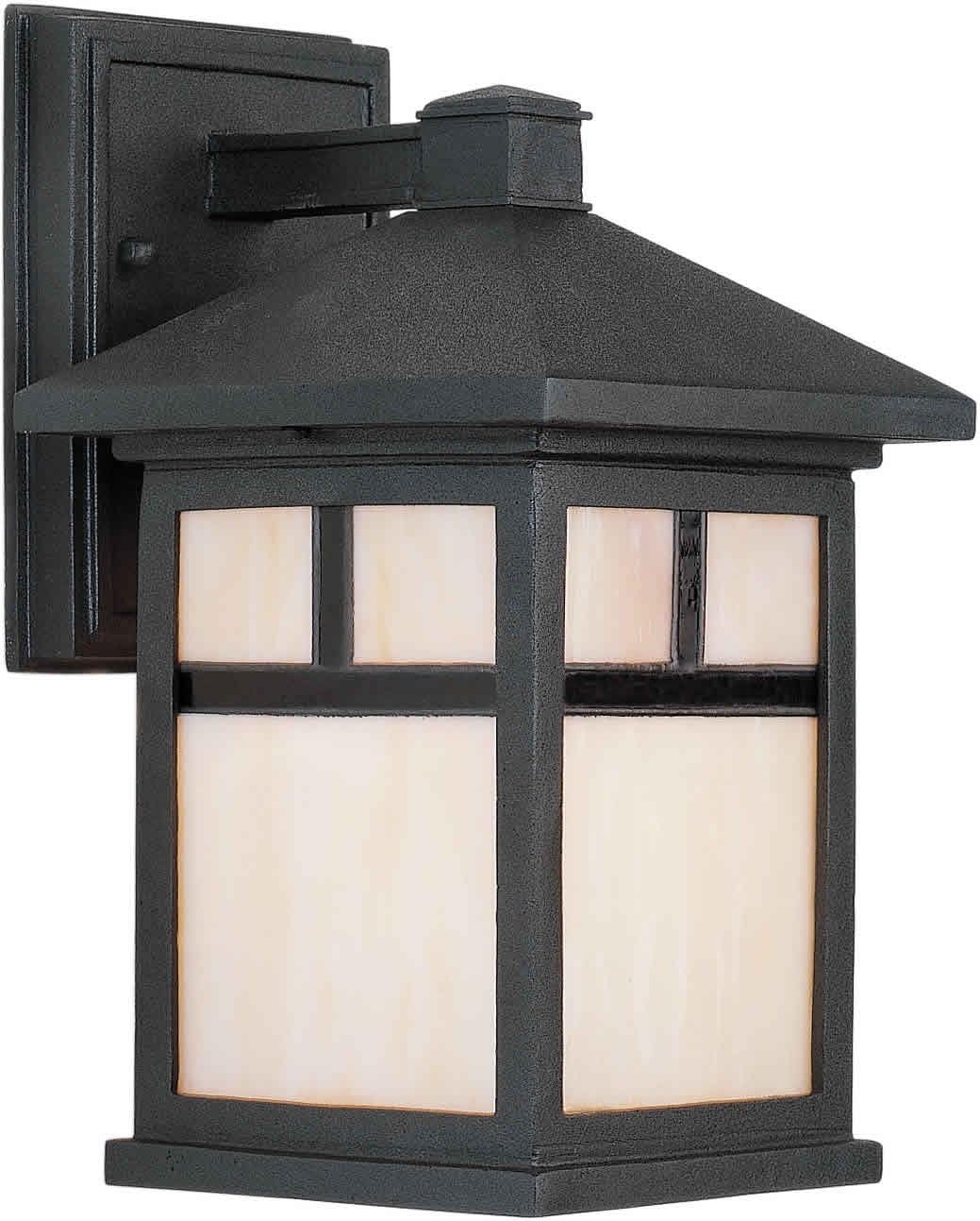 Forte Lighting 1773-01-04 Exterior Wall Light with Honey Glass Shades, Black