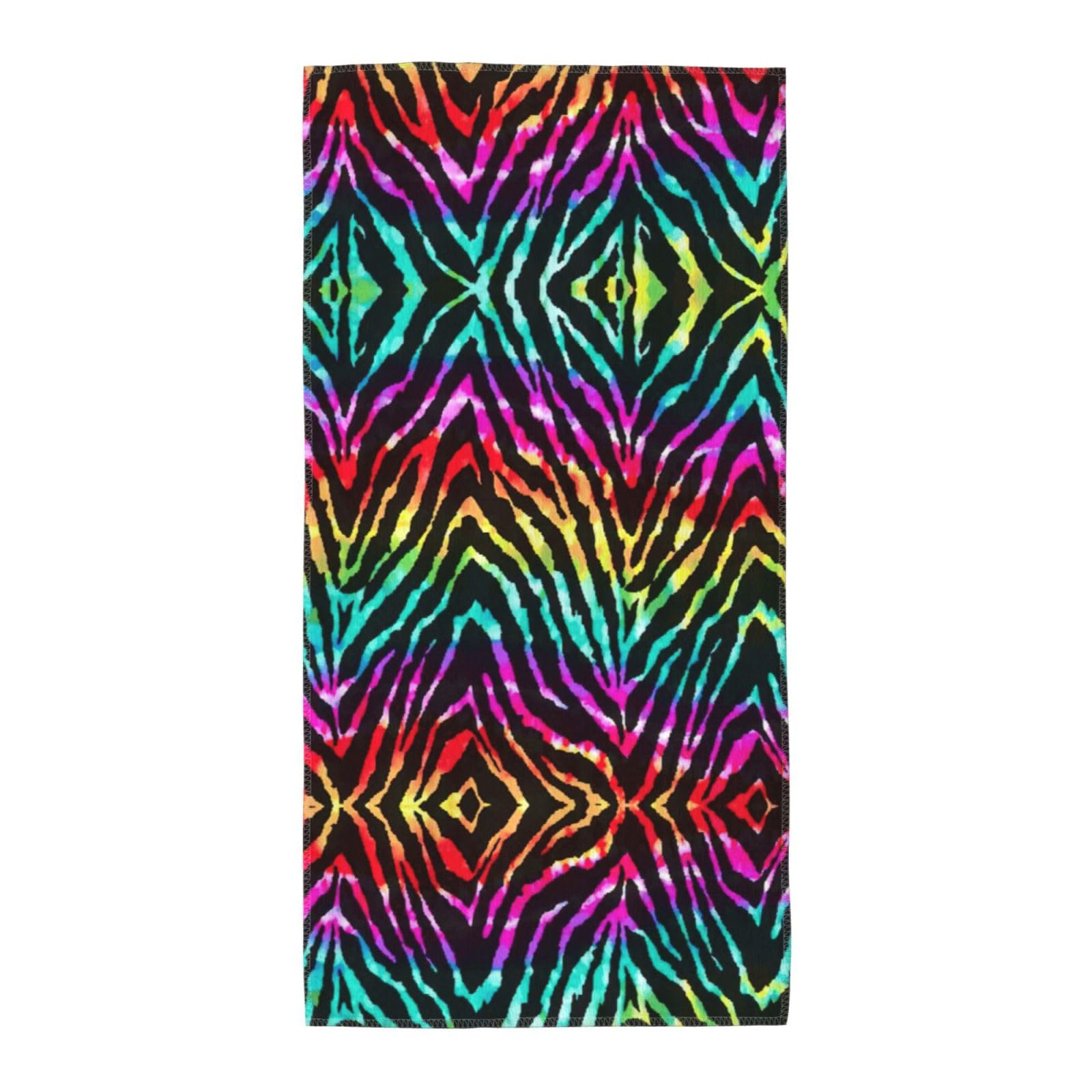 SDEGTHO Colorful Rainbow Zebra Fashion Printed Bath Towel High Water Absorption For Hiking Trip
