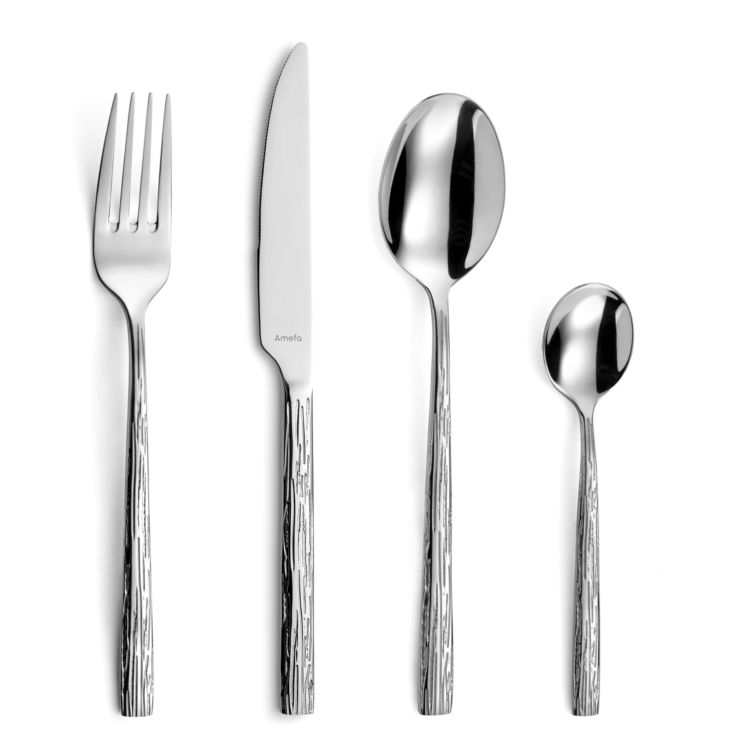 Amefa CALLIGRAPHY Besteckset 24-teilig aus Edelstahl, 18/0, hochglanzpoliert, Essbesteck perfekt für 6 Personen, Tafelbesteck spülmaschinenfest