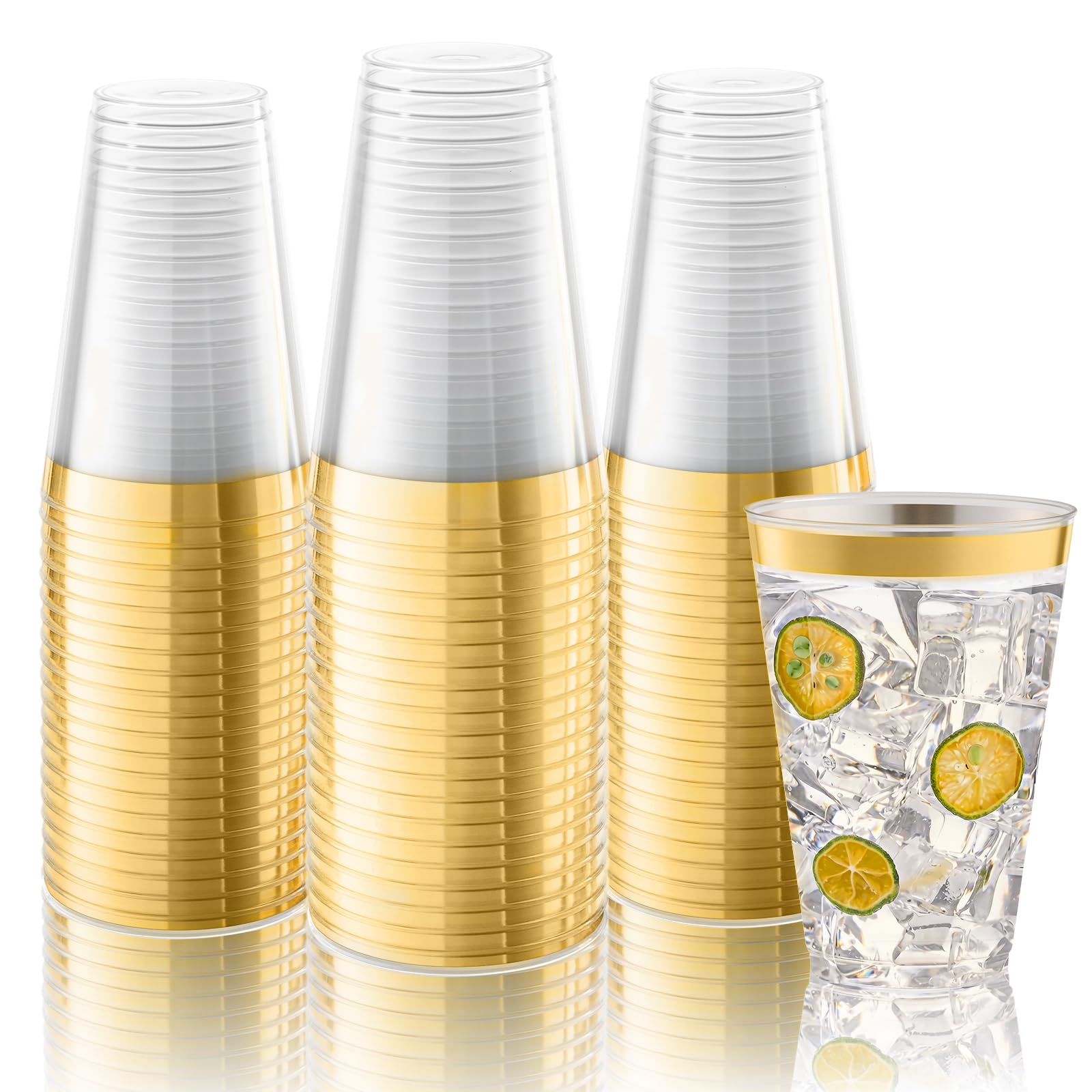 BESTVIP 12oz Silver Plastic Cups, 100 Pack Silver Rimmed Disposable Cups — Amazon image 9