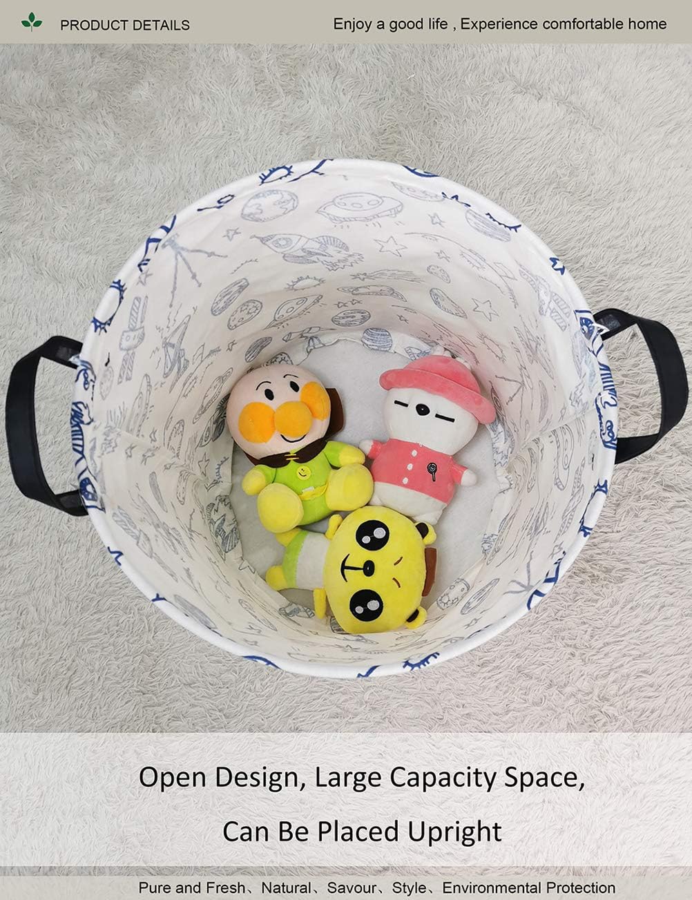 Round collapsible Large Space Rocket Laundry Hamper for Adults Kids image 4