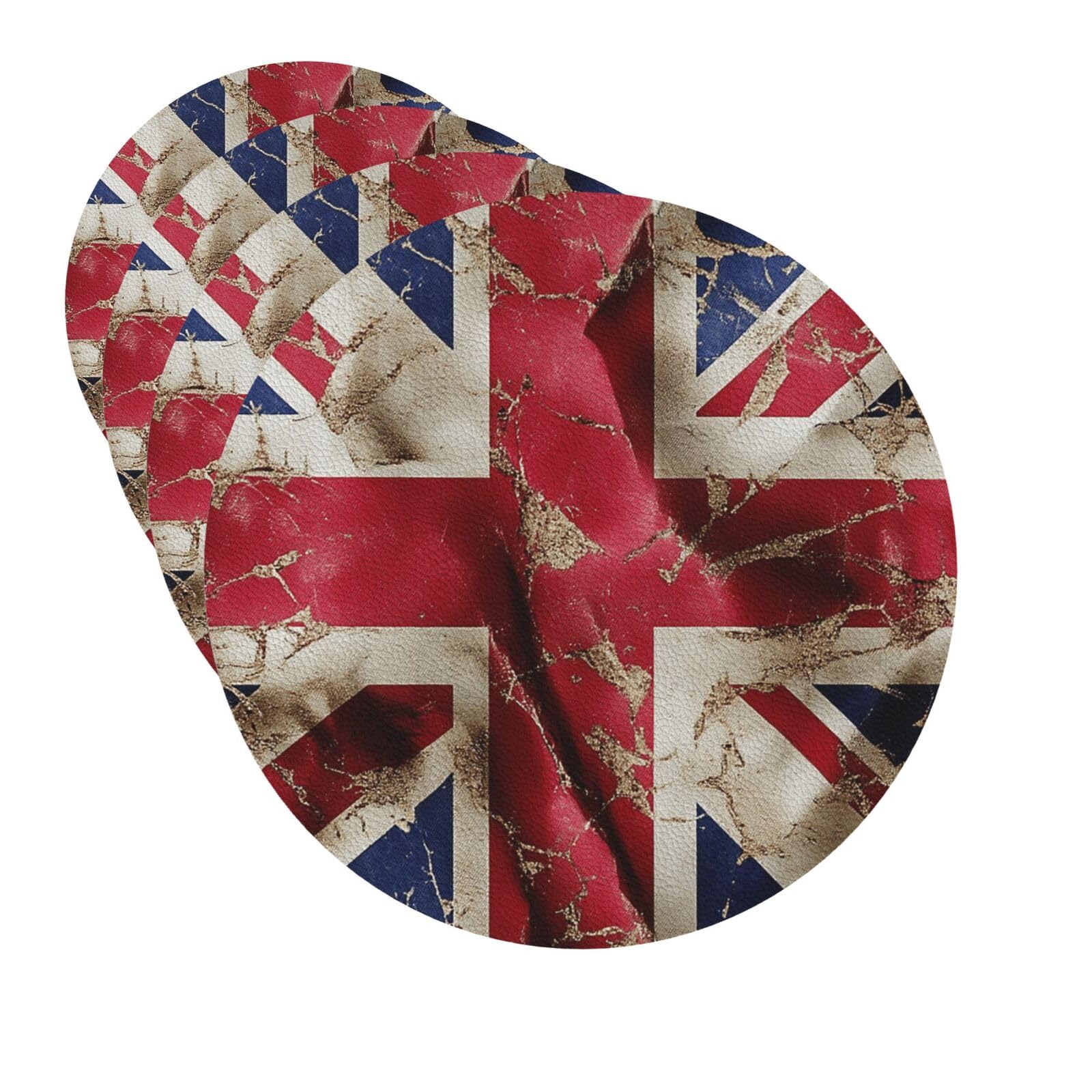Drink Coasters Set of 4 Quick-Dry Leather Coaster British Flag Coasters for Drinks Coffee Cup Mat Tabletop Protection Heat Resistant Coaster for Kitchen Bar Office Home Decor