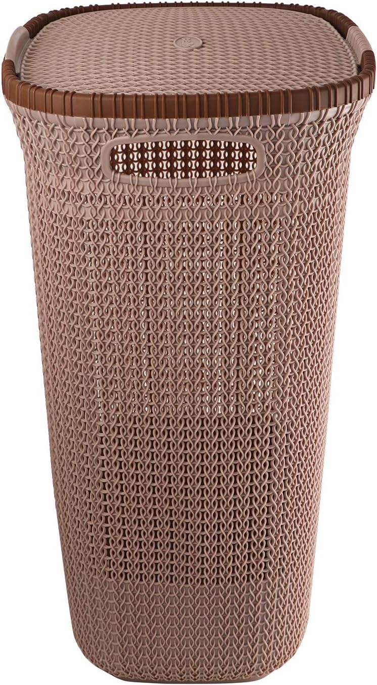 Cello Creta 50 Litre Plastic Laundry Basket with Lid, Beige