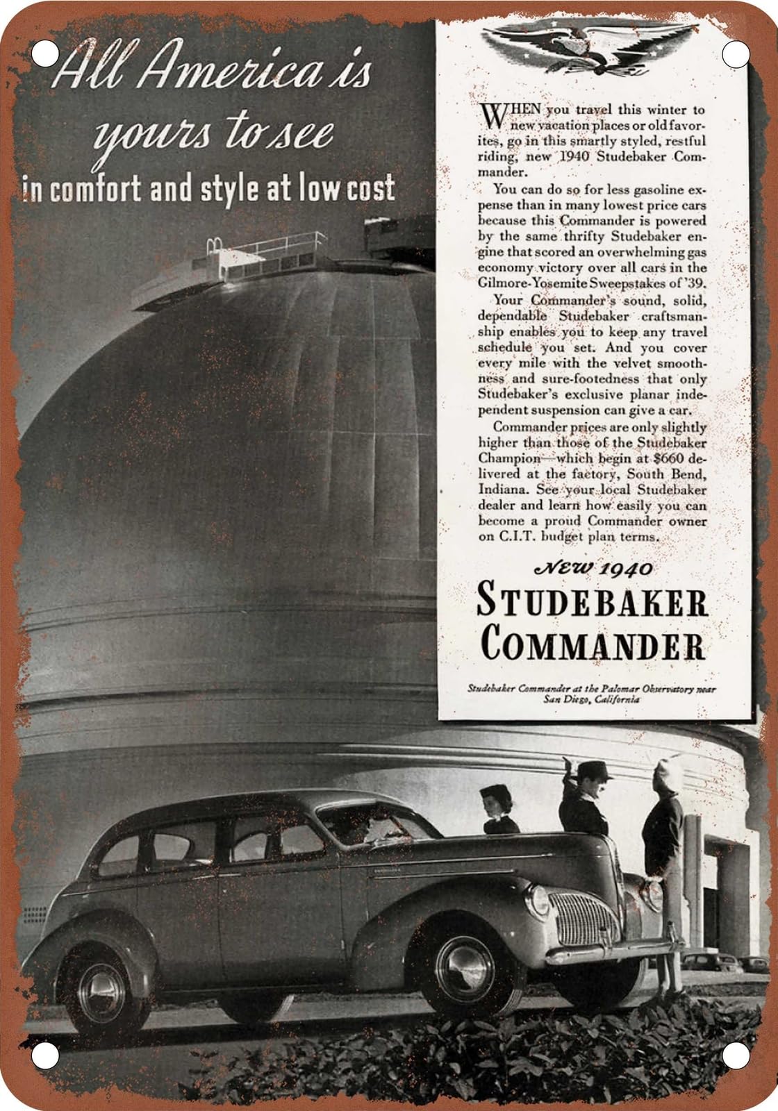 Miaomansenstore Metal Sign - 1940 Studebaker Vintage Ad 04 - Old Retro Rusty Look Home Decor
