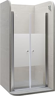 i-flair LIMA Duschtür 80x185 cm Nischentür mit Pendeltüren teilsatiniert, Verstellbereich 80-84 cm – 6 mm ESG Sicherheitsglas, Nanobeschichtung, Hebe-Senkmechanismus - DTMF