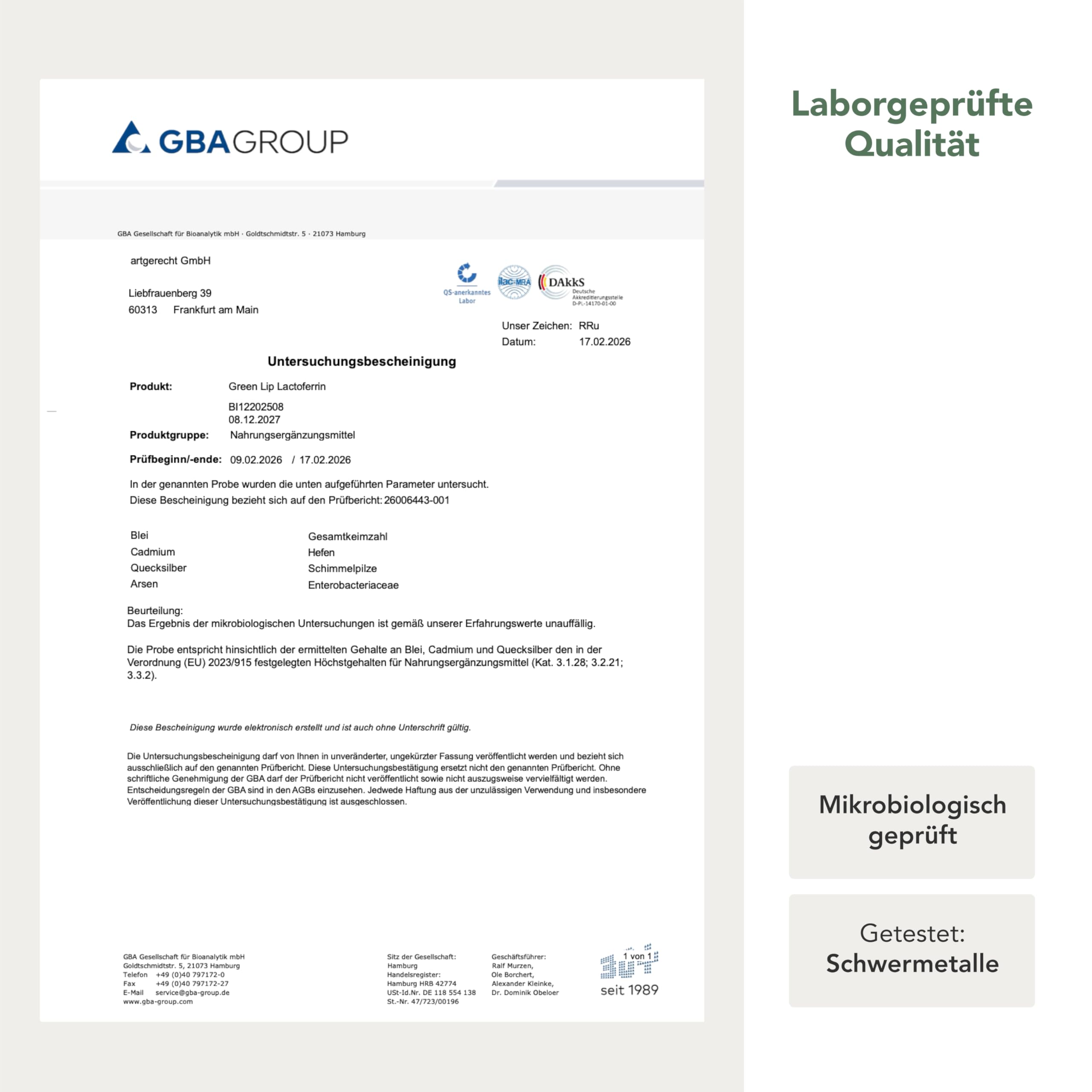 Lactoferrin 250 mg – Hochwertiges eisenbindendes Protein aus Milch | hochdosiert 60 Kapseln | Bekannt aus Kolostrum | Made in Germany, ohne Zusatzstoffe