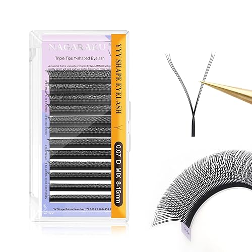 Miniatura 109 de NAGARAKU YY Extensiones de Pestañas de Alta Capacidad 54 Filas 0.07 D Rizado 7-15mm Longitud Mixta Suministros Y Pestaña 4D Volumen Ruso Cruzado YY