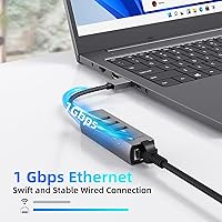 Vista 3 de Adaptador USB A a Ethernet, WALNEW USB 3.0 a RJ45 Gigabit Ethernet, compatible con Mac, MacBook Pro/Air, Samsung Galaxy Tab