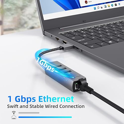 Vista 26 de Adaptador Ethernet USB 3.0, WALNEW 1000 Mbps Gigabit USB a Ethernet LAN adaptador de red, convertidor de cable USB macho a RJ45 hembra para MacBook