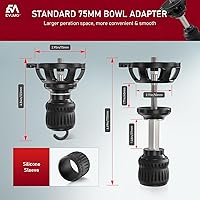 Vista 4 de EVUMO B75M - Adaptador de cuenco de 2.953 in con mango retráctil, tornillo de montaje de 3/8 pulgadas, base de nivelación de media bola de aleación