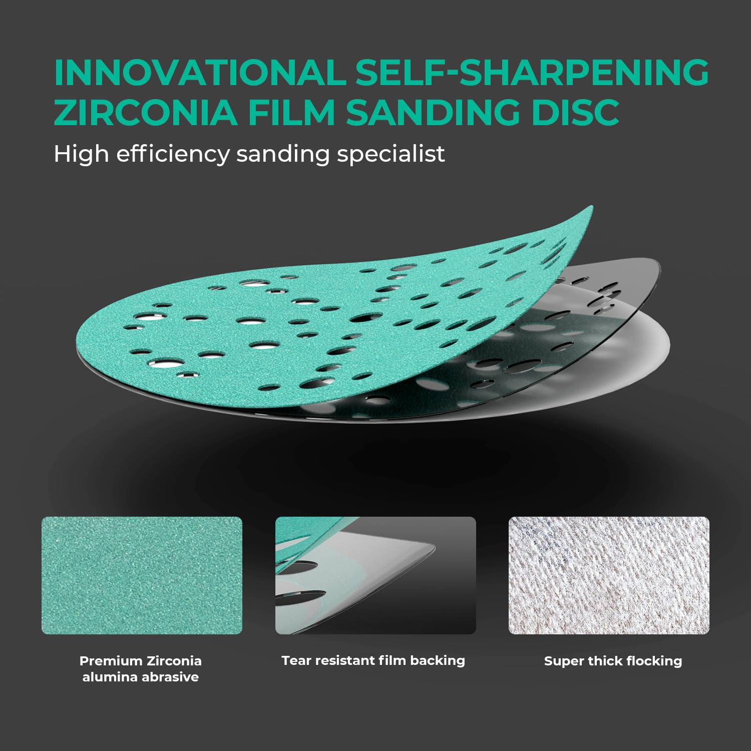 6 Inch 49 Hole Assorted Sanding Disc, Hook and Loop Film Backing Sanding Discs Compatible with Festool Sanders by toolant - 50 Pack (40-320 Grit)